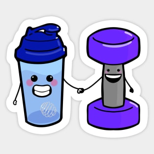 BFF Cute Protein Shaker And weights Sticker